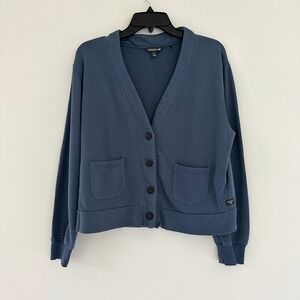 Toad&Co Hemp Daybreaker Cardigan Sweater Womens Small Blue Organic Button Front